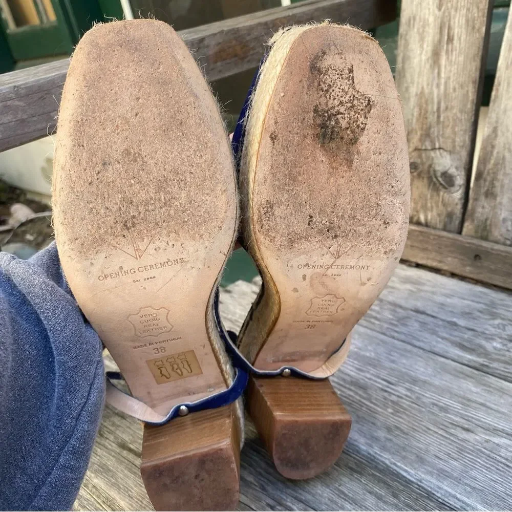 Opening Ceremony Blue Espadrille Wedge Sandals with Ankle Strap